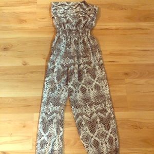 Strapless Bebe Jumpsuit - Snakeskin